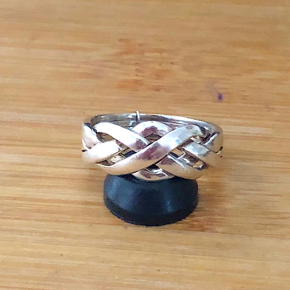 $52 Estate Puzzle Ring Sterling Silver Size 9 Marked 925
